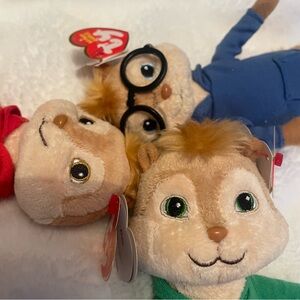VINTAGE WITH TAGS Ty Beanie Babies Chipmunk Trio - Alvin, Theodore Simon